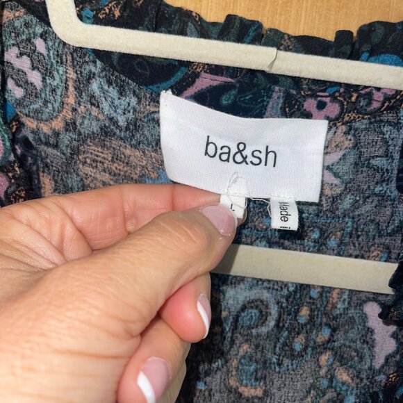 Ba sh Womens Dress Size 8 Black Zael Panelled Waist Paisley Midi Pure Viscose - Picture 4 of 11